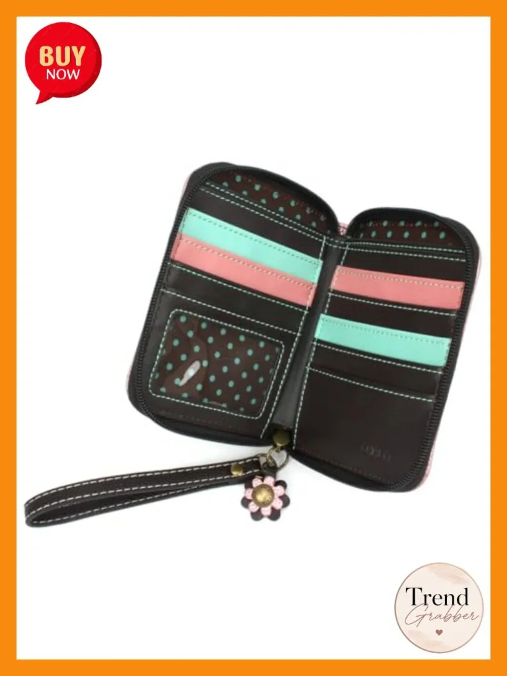 Zip Around Wallet Wristlet with 8 Credit Card Slots, Sturdy PU Leather